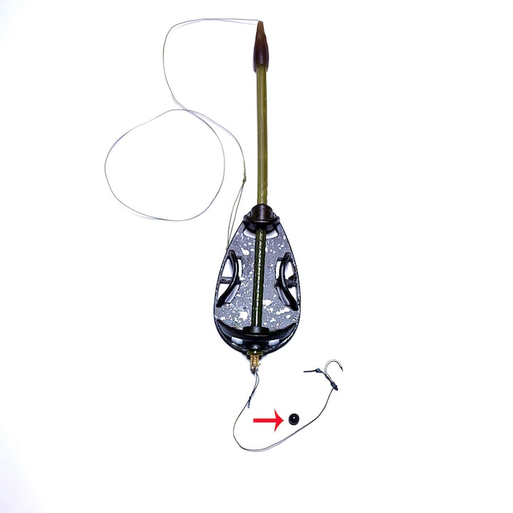 Montura Method Feeder Long Cast, autointepare/culisanta, greutate 50 g, marime XL, carlig nr 10, spin 7 mm, rig 10 cm