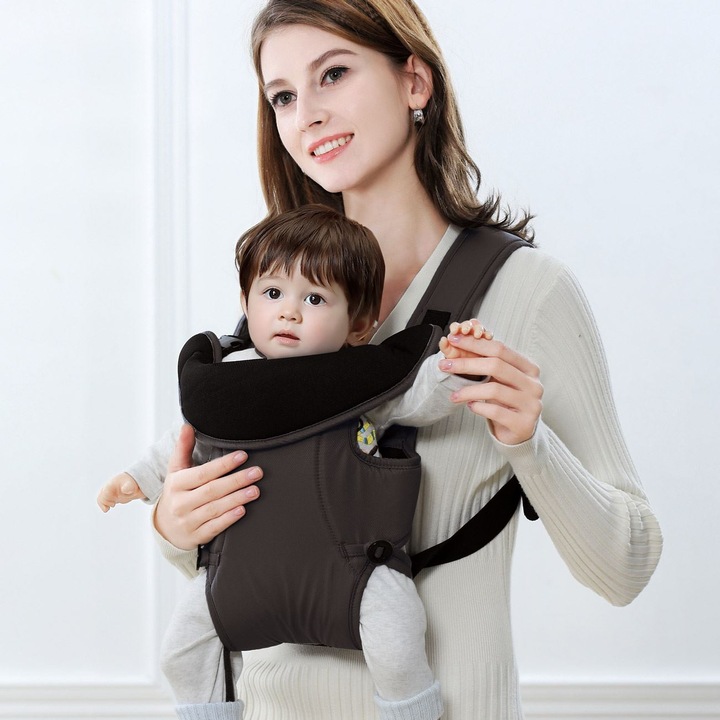 Marsupiu bebelusi, negru, textil, 3-6 luni