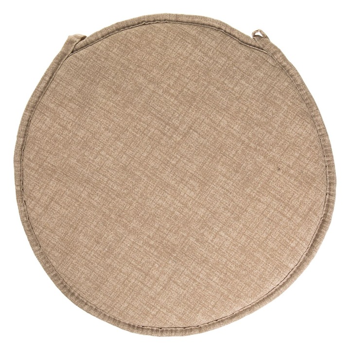 Perna rotundă bej pentru scaun, 38x38cm, umplutură din spumă, față dublă