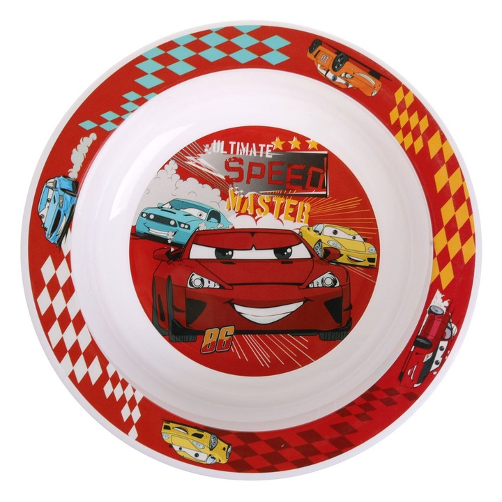 Bol din plastic cu model masini de curse, 16cm