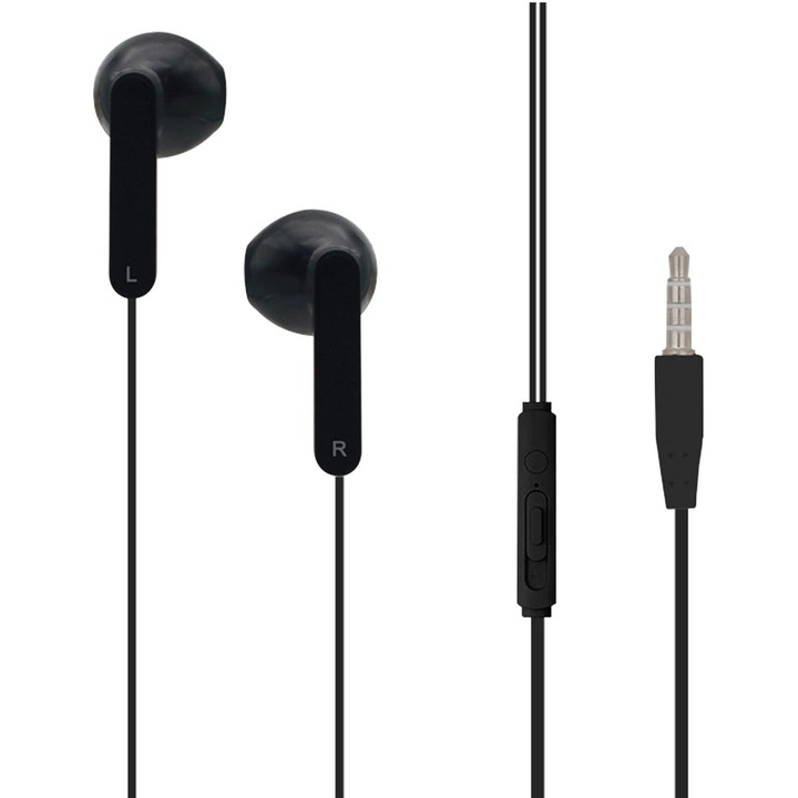 Casti audio PC, negru, cu microfon și volum reglabil, 120cm