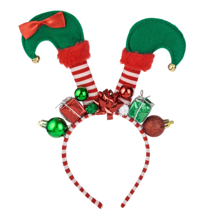 Coroniță de Crăciun, artificială, picioare de spiriduș, dungi roșii și albe, diametru 20cm