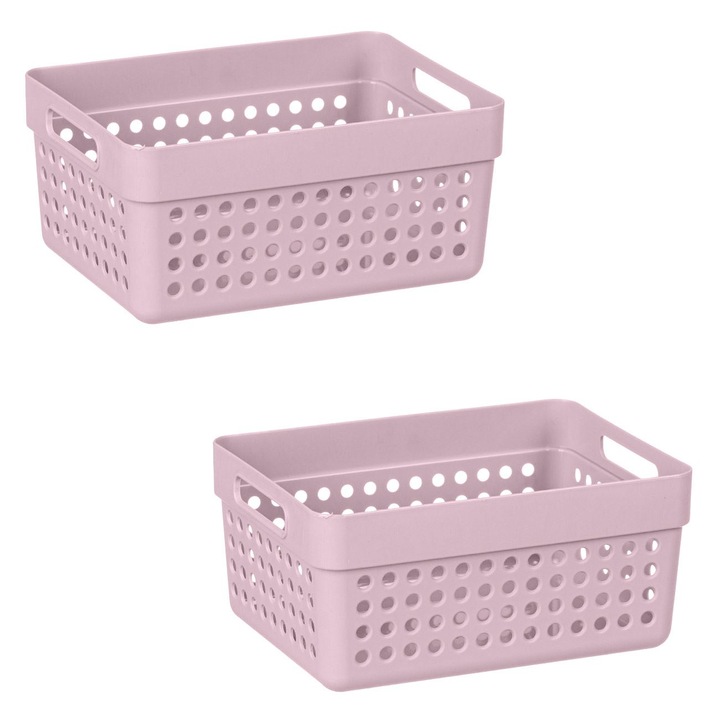 Set cosuri de depozitare roz perforate cu manere 1.25l