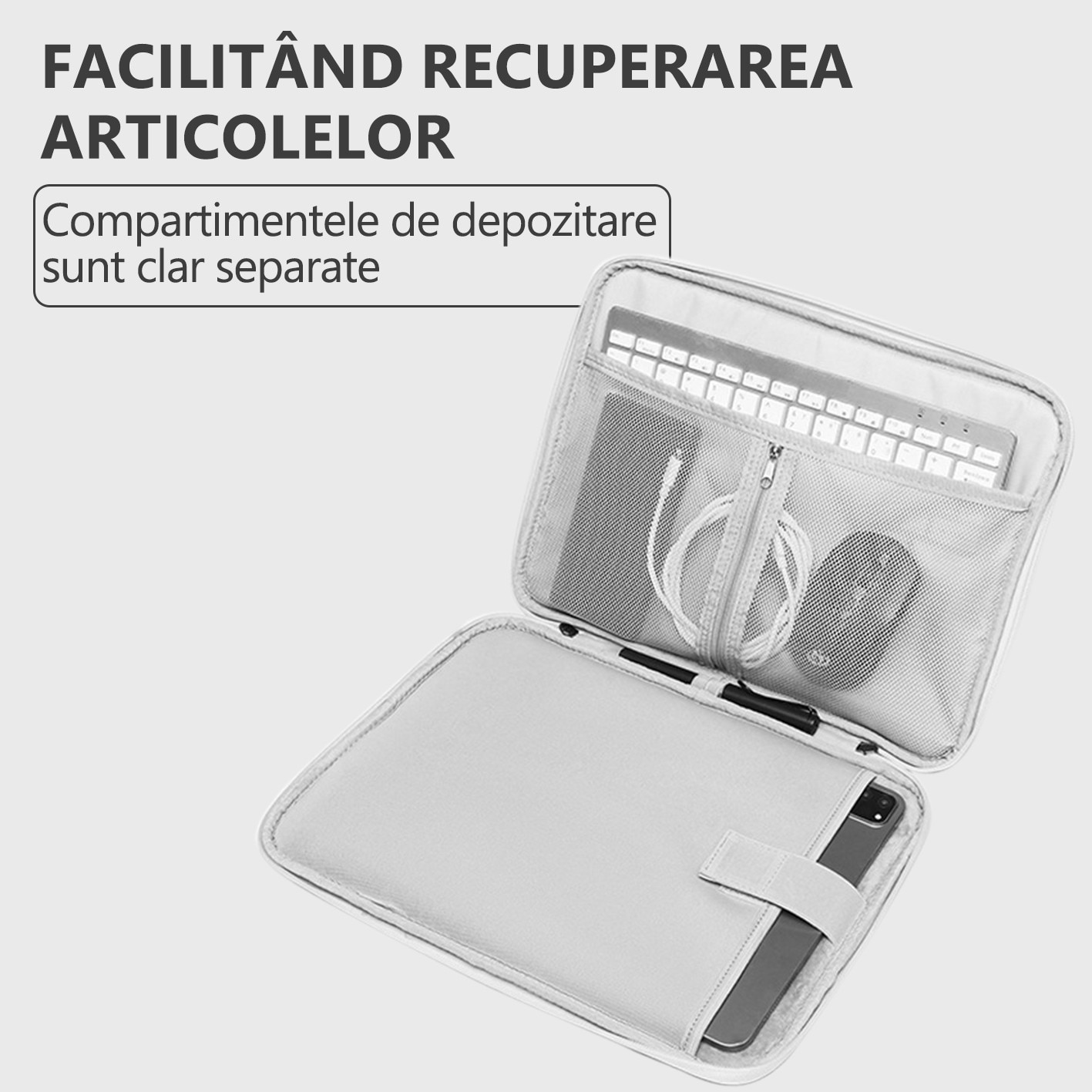 Husa de tableta, Yulinland®, geanta pentru laptop, Geanta de mana, portabila, Potrivit pentru toate tipurile de tablete, 35 x 25.5 x 3 cm, Gri deschis