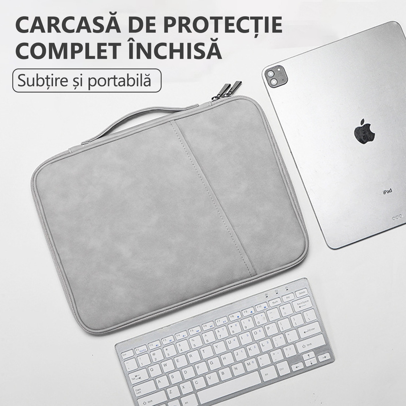 Husa de tableta, Yulinland®, geanta pentru laptop, Geanta de mana, portabila, Potrivit pentru toate tipurile de tablete, 35 x 25.5 x 3 cm, Gri deschis