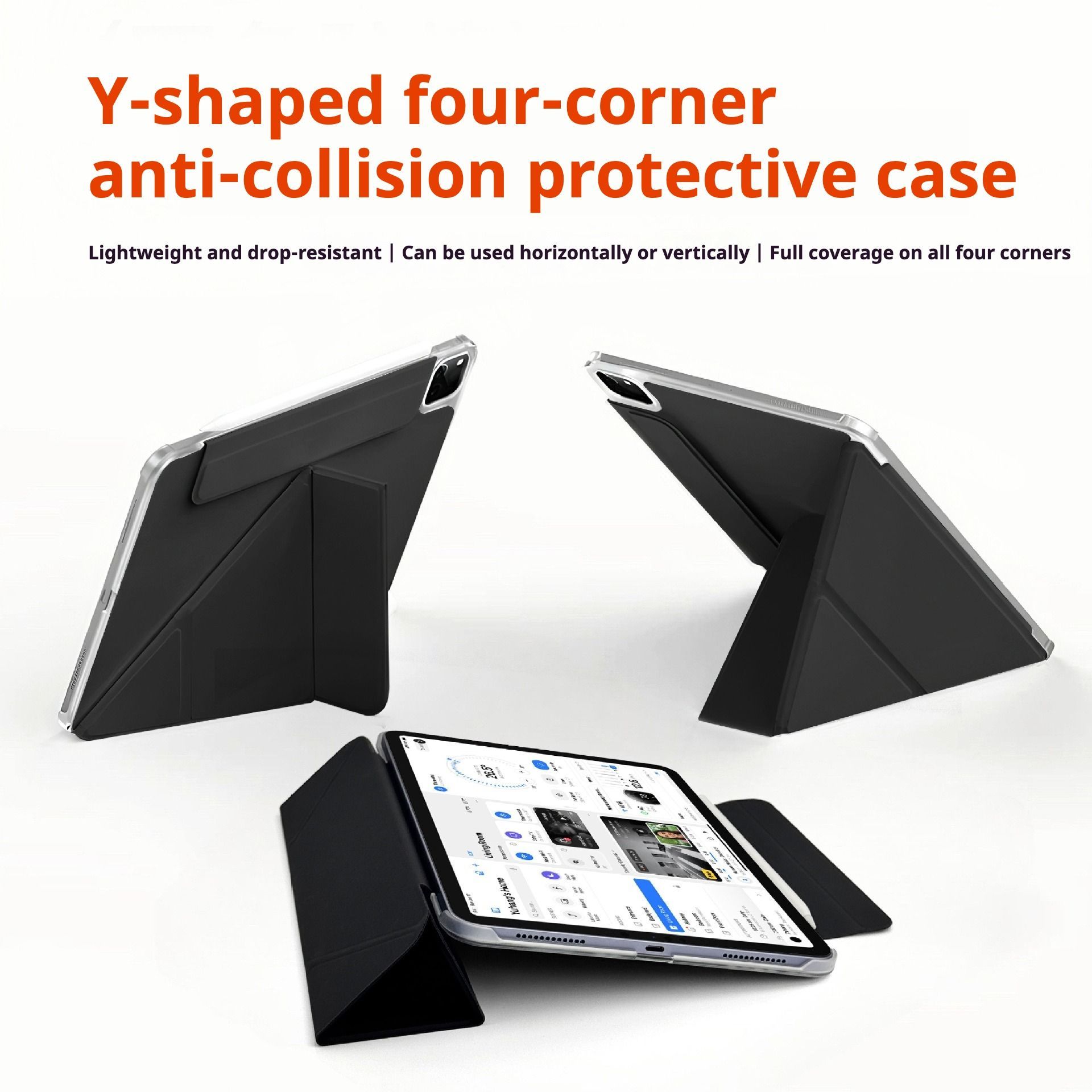 Husă tableta, SZGULAIKE, 4 în 1, design Origami, protecție la colțuri, negru, pentru iPad 11 (2025) 11" și iPad 10 (2022) 10.9"