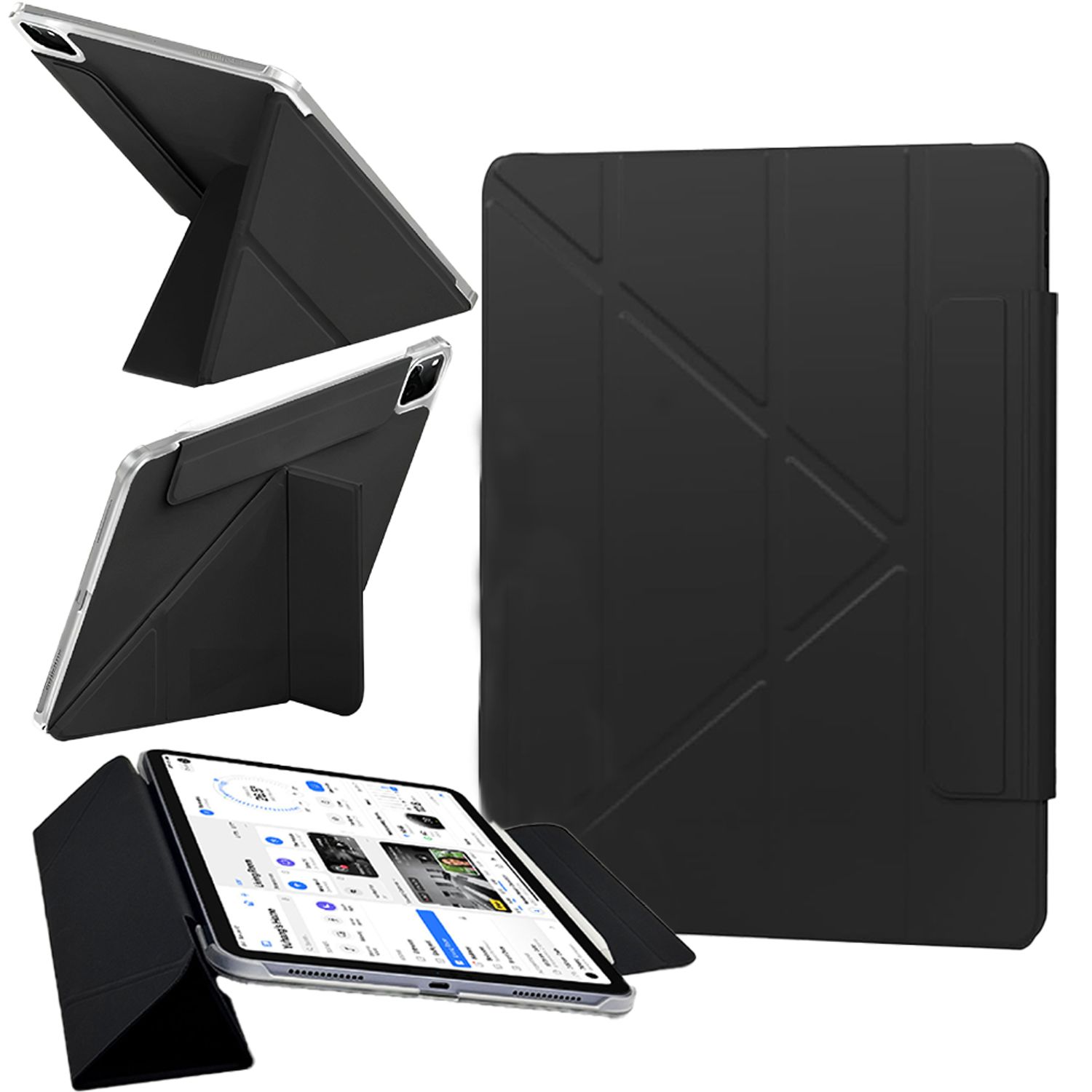 Husă tableta, SZGULAIKE, 4 în 1, design Origami, protecție la colțuri, negru, pentru iPad 11 (2025) 11" și iPad 10 (2022) 10.9"