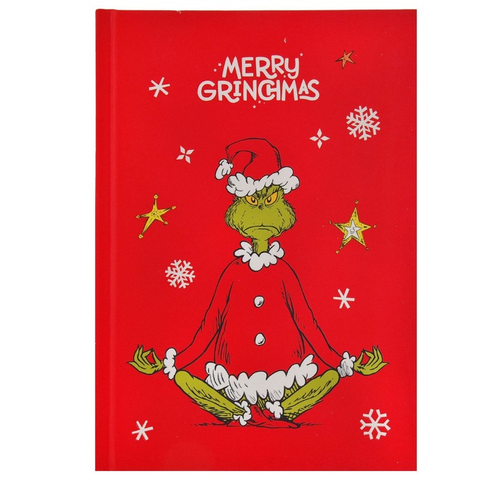 Carnetel notite A5, coperta rosie, design Grinch, 80 file