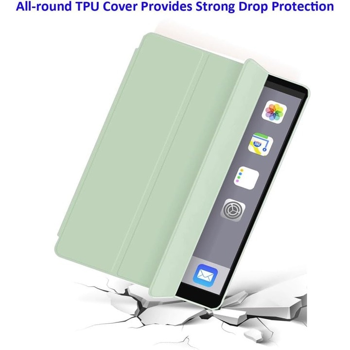 Husa pentru Samsung Galaxy Tab A11/A9 8, 7 inch, 2025/2023, TPU Smart Cover, set cu unghiuri de vizualizare dublu, Verde Matcha