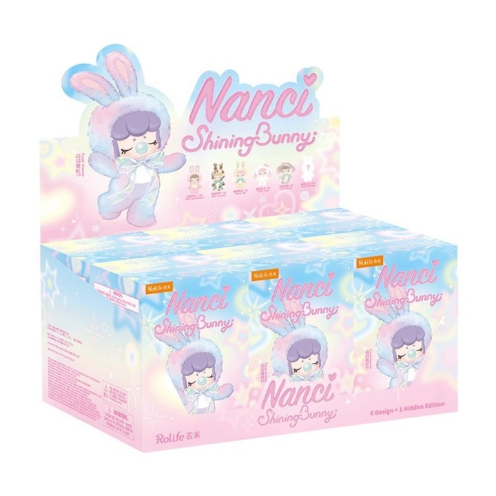 Papusa Shining Bunny, Rolife, set surpriza, 10-12cm, vinil, pastel