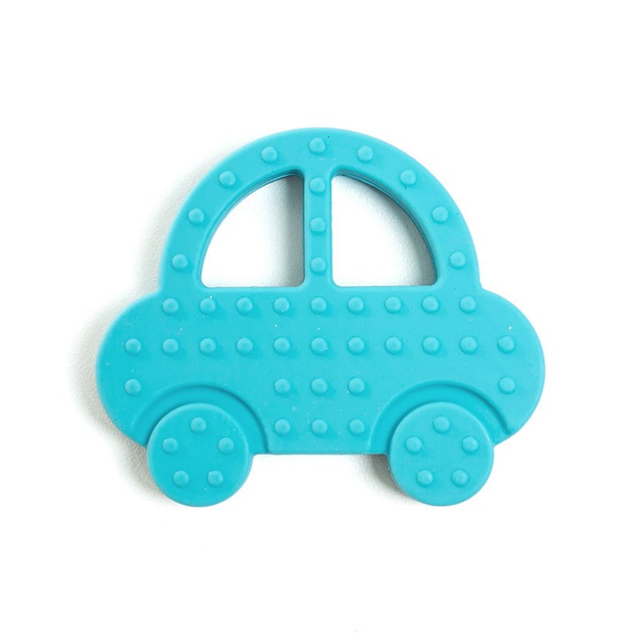 Играчка за никнене на зъби Dodoli, кола, хранителен силикон, синя, 10x8см