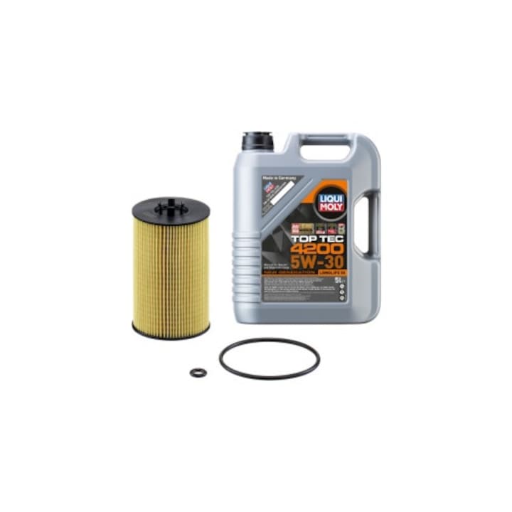 Pachet revizie VW Sharan 2013-2022 Diesel, Ulei Liqui Moly TopTec 4200 5W30 5L, Filtru ulei Mann