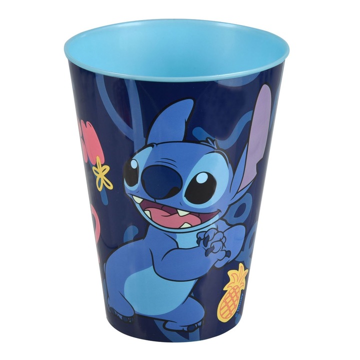 Többszínű műanyag pohár Stitch, 430 ml, 6 év
