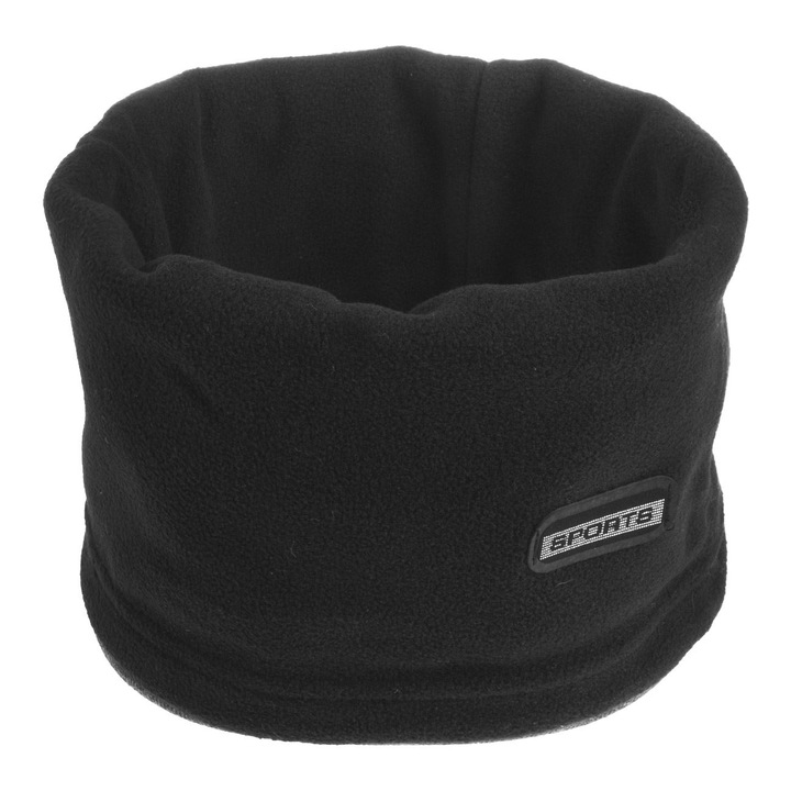 Fular Circular de Iarna Fleece Negru Gri cu Margine Siret & Vinieta Sport pentru Barbati