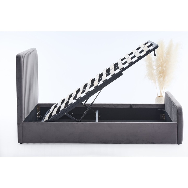 Легло Мелинда 160x200 см Lada Складиране Сгъваема Подматрачна рамка Тапицирано Кадифе Сиво Включена подматрачна рамка ML2202A Marketmob