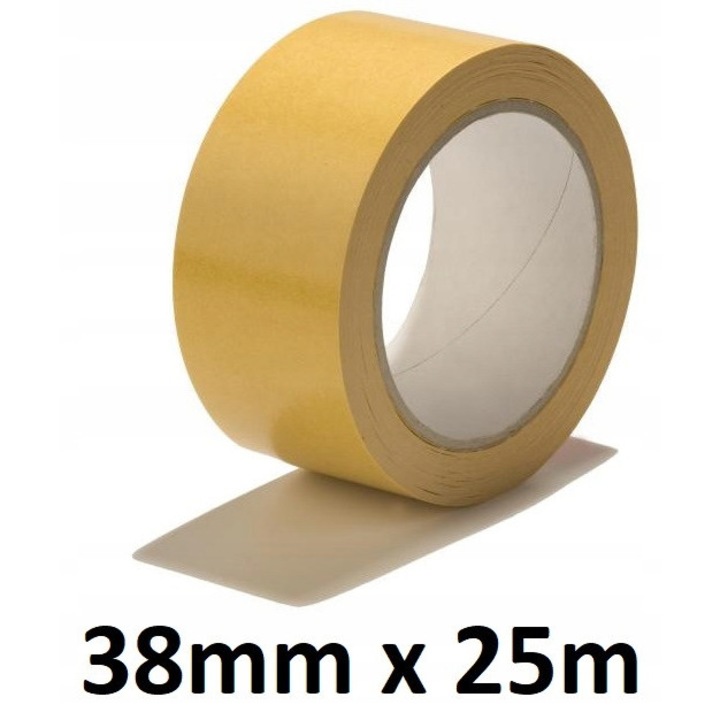 Banda Dublu Adeziva, Neopak, 38 mm x 25 m, Puternica Si Durabila, Cu Adeziv Din Cauciuc, Ideala Pentru Covoare, Plinte Si Mochete, Ofera Lipire Ferma, Rezistenta La Temperaturi, Universala Si Usor De Folosit