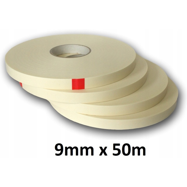 Banda Dublu Adeziva Spumoasa, Neopak, 9 mm x 50 m, Pentru Montaj Si Flexibila, Cu Adeziv Puternic Din Cauciuc, Ideala Pentru Oglinzi, Rafturi Si Plastice, Rezistenta La Temperaturi Si Umezeala, Corecteaza Neregularitatile, Alb