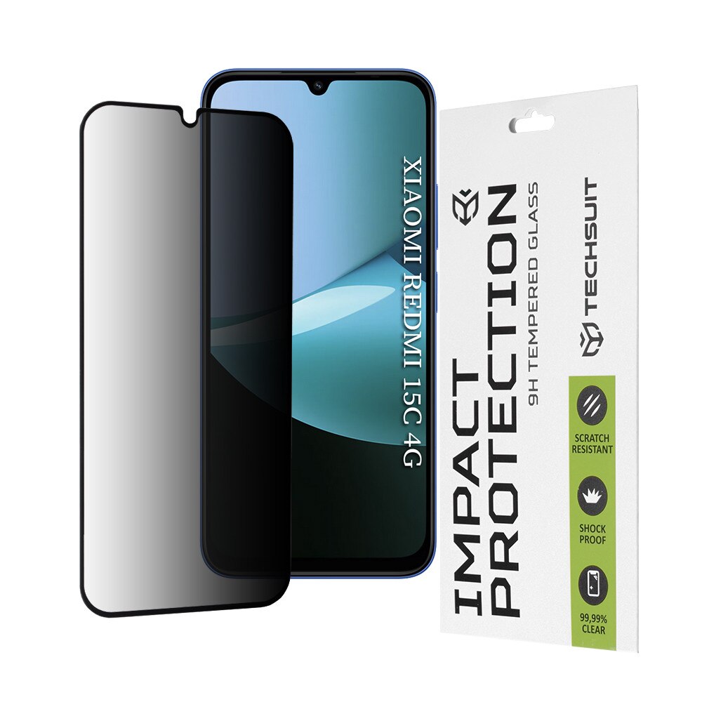 Folie pentru Xiaomi Redmi 15C 4G / Redmi 15C 5G - Techsuit 111D Privacy FullA Glue - Black