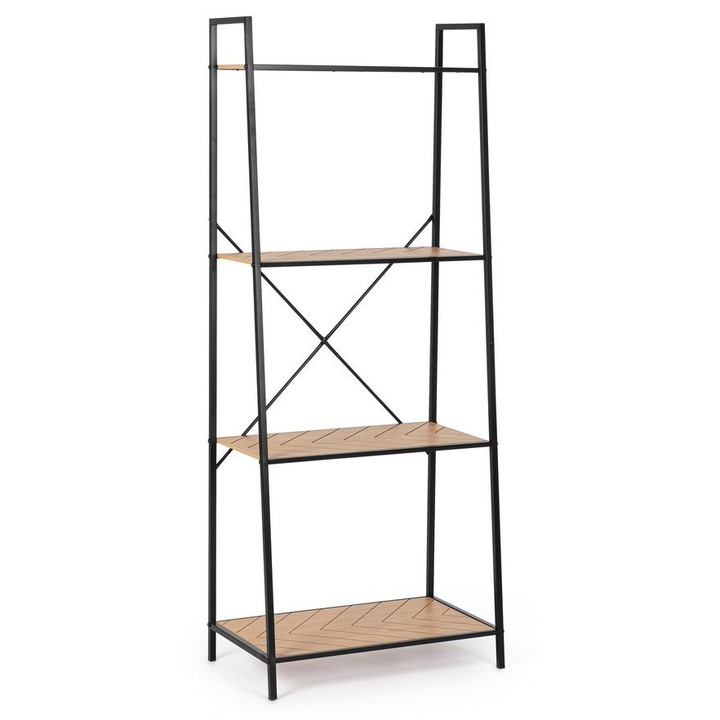 Fekete mdf natúr polc Haldor 60,5x36x150m