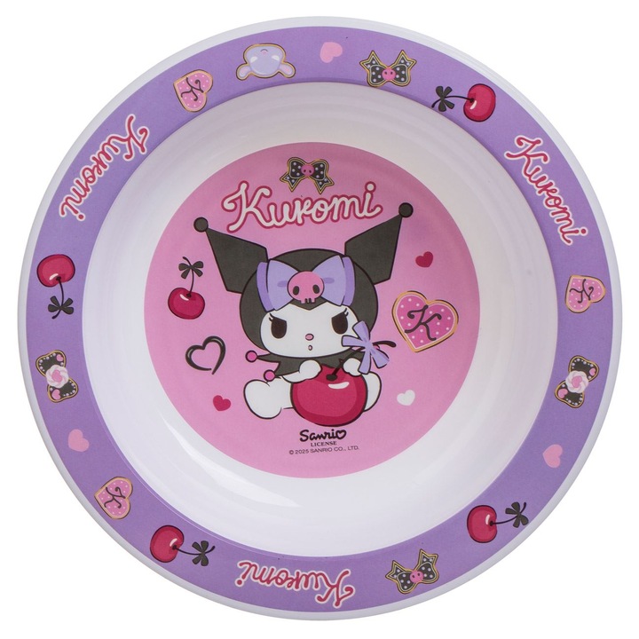 Bol din Plastic Alb Roz Lila cu Model Kuromi Ø16cm