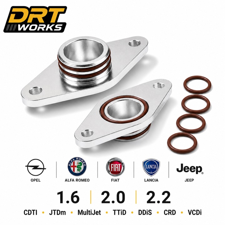 Flansa aluminiu DRT WORKS cu O-ring Viton sorb ulei – Compatibil Opel, Alfa Romeo, Fiat, Lancia, Jeep, Saab, Suzuki, Chevrolet