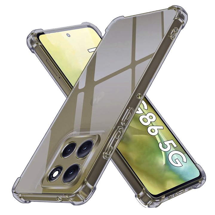 Husa telefon Shockproof Clear Silicone Motorola Moto G86 Smoke Black Fumuriu