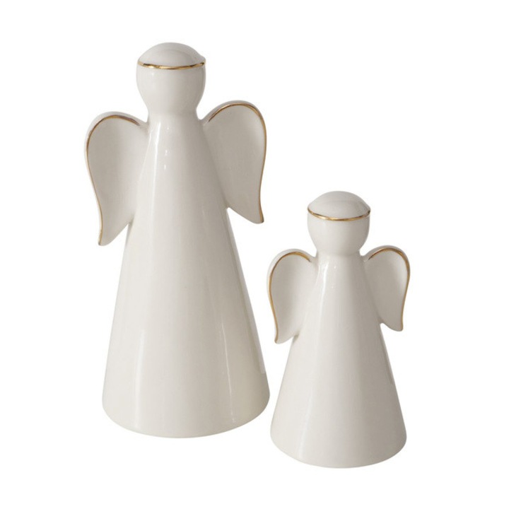 Doua figurine din portelan VELIDEN, ingerasi albi