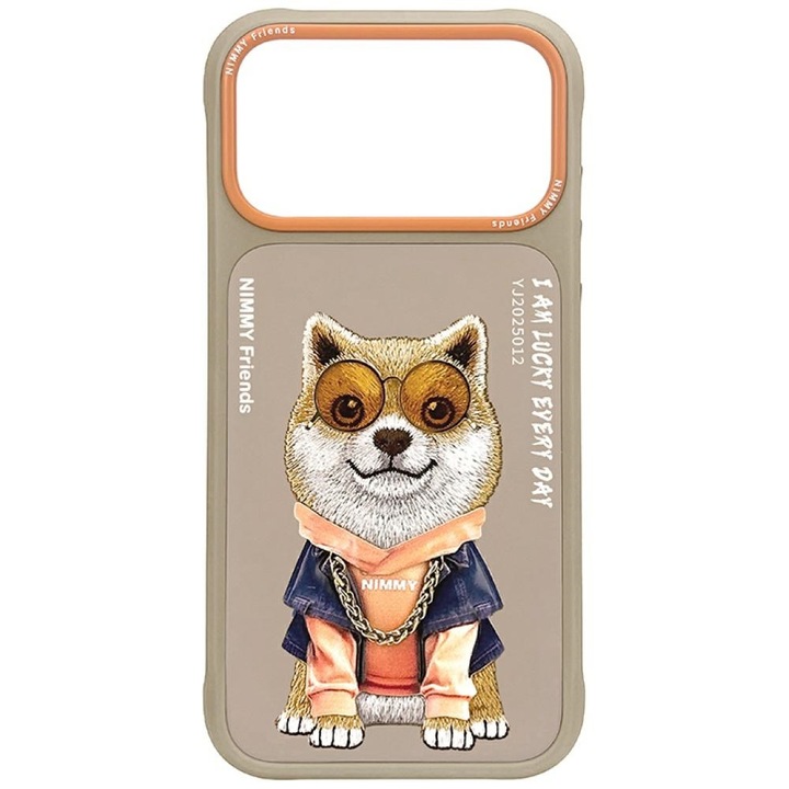 Carcasa Nimmy Glasses Cool Dog compatibila cu iPhone 17 Pro Max, Bej