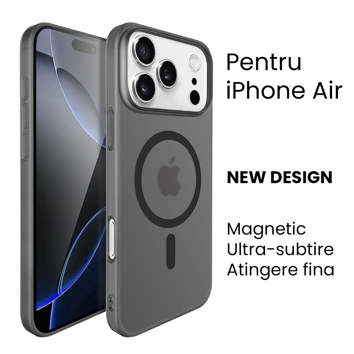 Husa de Protectie compatibila Apple iPhone 17 Air, Flippy, Magnetica Ultra-subtire, Anti-alunecare, Protectie PC, Rezistenta la Zgirieturi, Negru