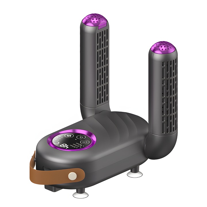 Uscator Electric pentru Incaltaminte, Nerele, 200W, Aer Cald 360°, Sterilizare UV, Carbune Activ Anti-Miros, 3 Trepte Temporizare, 3 Viteze Ventilatie, Incalzire Rapida 48°C, Design Pliabil, Montare pe Perete, Protectie Supraincalzire, Negru