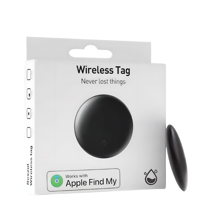 Mini GPS Tracker, Nerele, Localizator pentru Masini, Chei, Bagaje, Animale si Biciclete, AirTag, Compatibil Apple Find My, Bluetooth, Notificari iOS, Mod Pierdut, Difuzor Puternic, Rezistent la Apa, Autonomie 1 An, Carcasa Magnetica, Fara Abonament, Negru