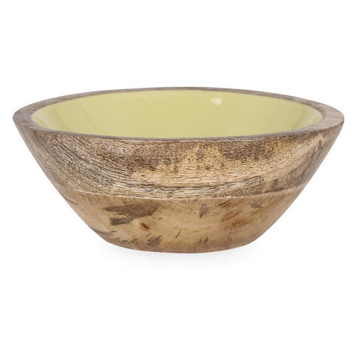 Set 8 boluri lemn mango email galben Thara Ø18x6,5h