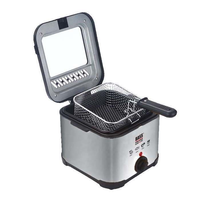 Friteuza traditionala 3L, Bass Polska, inox, 1000W, 22,5x22,5x18cm