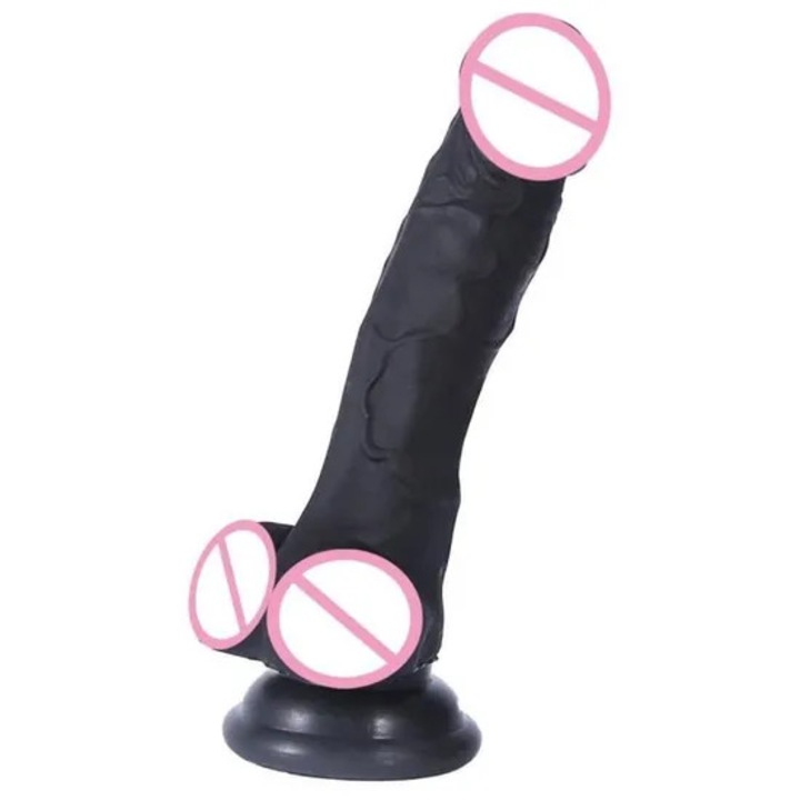 YS 18 cm hosszú, nagy szilikon szexdildó tapadókoronggal, realisztikus pénisz szexhez... - fekete - YSGDES0328A4221