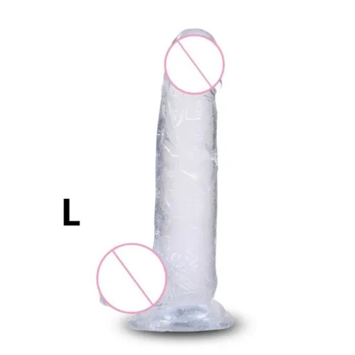 Dildó - Puha - Nagy Zselés Fallosz - Realisztikus - Tapadókorongos - TPE Átlátszó/Lila/Rózsaszín