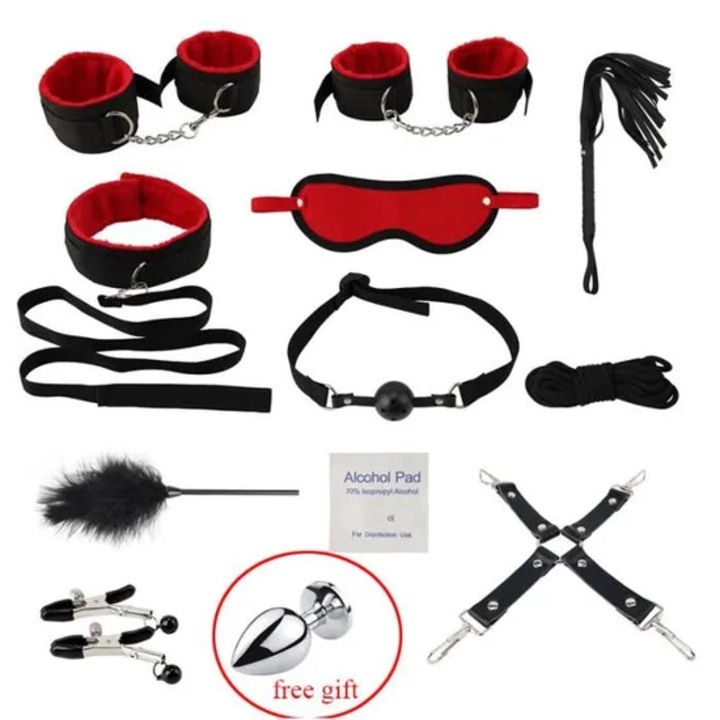 RYSC-173-12 Piros - Felnőtt BDSM Kötözés Készlet, Szexjátékok Nőknek és Férfiaknak, Bilincsek, Szorítók