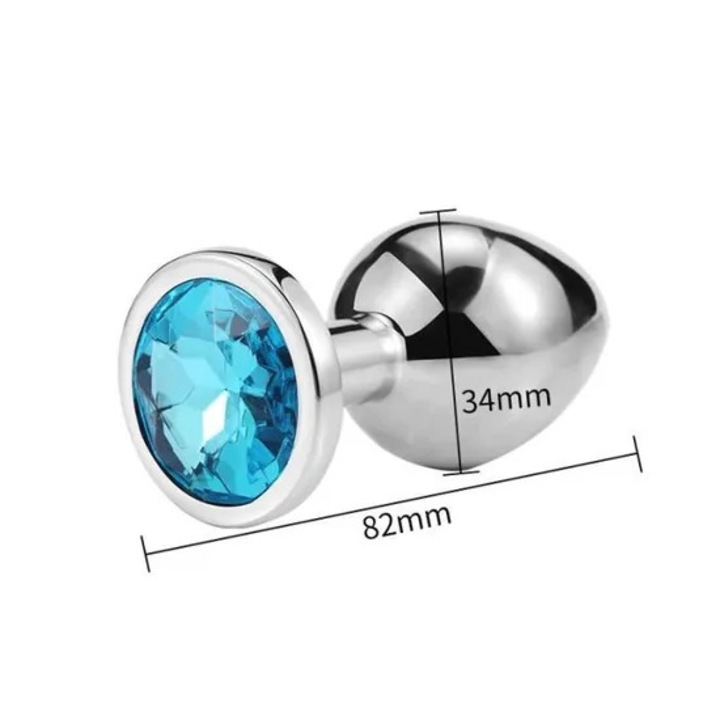 Sima rozsdamentes acél anális dugó szexuális játékszerek rozsdamentes acél farok kristály ékszer edző M világoskék - TE6076
