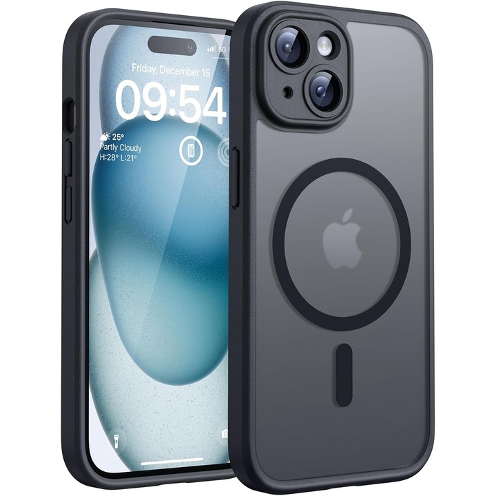 Husă pentru telefon, BestCase, tip Shockproof Shield, TPU, Negru, compatibilă cu MagSafe