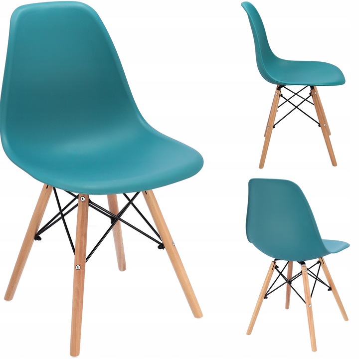 Scaun JUMI EVA, polipropilen, lemn de fag, albastru marin, 81x46x52cm