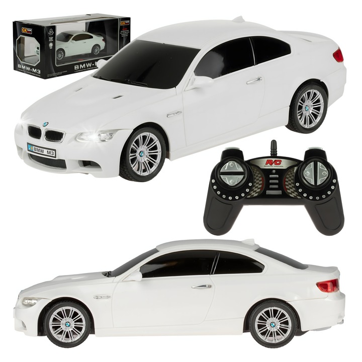 Masina Telecomandata, m3, Scara 1 18, Frecventa De Lucru 2.4 Ghz, Alimentare Cu Baterii 4xAA 1.5V - Fara Baterii Incluse, Jucarie Realizata Din Materiale Sigure, Dimensiuni 23 x 10 x 7 cm, Alb