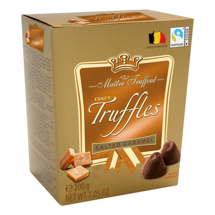 Trufe belgiene MaitreTruffout cu caramel, 200 g, set de delicii