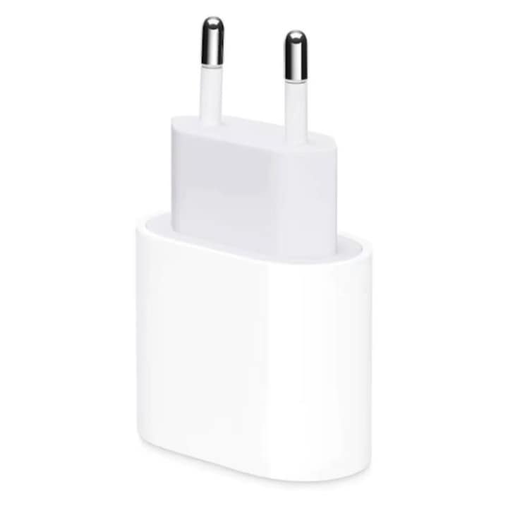 Szupergyors töltő, Apple kompatibilis gyorstöltő, 20 W, USB-C – USB-C gyorstöltő, kábel nélkül, fehér