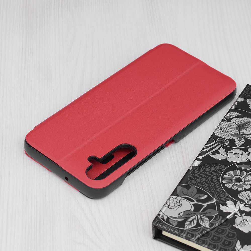 Husa pentru Samsung Galaxy S25 FE, SKYDDAR INNOVATION, eFold, tip carte, set cu sticker, Rosu