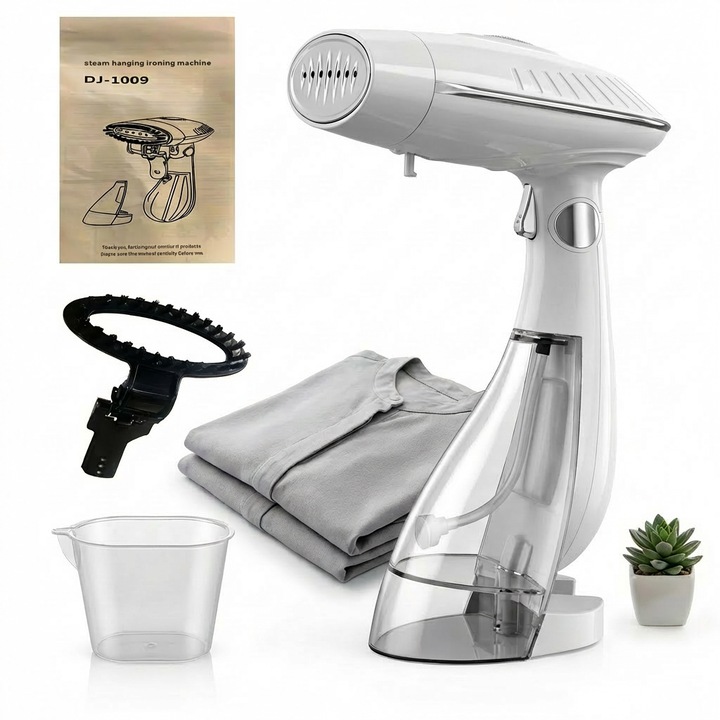 Вертикална парна ютия, 1500 W, 288 мл резервоар за вода, бързо загряване за 30 секунди, сгъваема, бяла