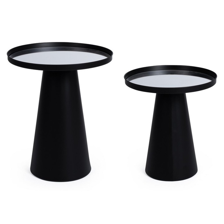Комплект 2 масички от черен огледален метал Reflex Ø36x40h, ø40, 5x47, 5h