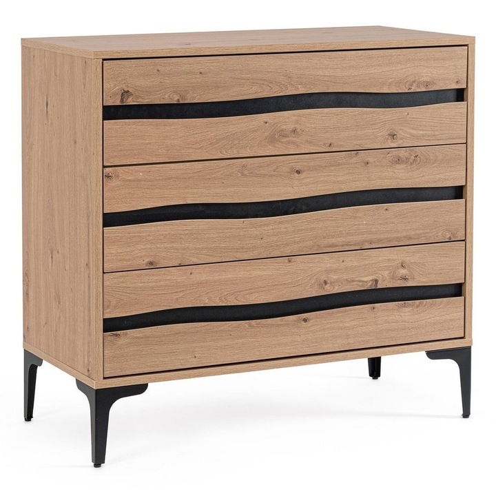 Melys 80x40x78h natúr MDF komód fekete acél