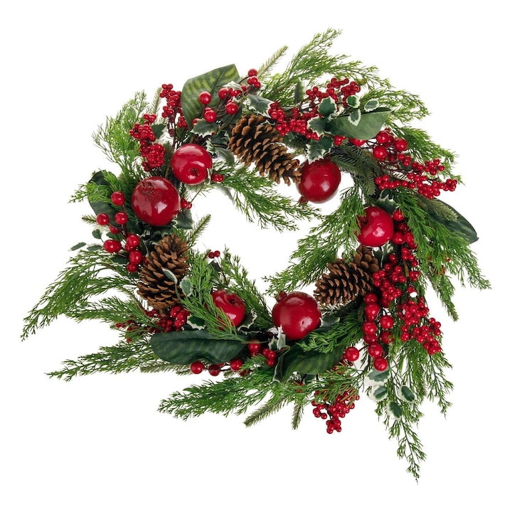 Coronita Decorativa de Craciun cu Pomusoare Mere Rodii Conuri Ramuri Ø70m