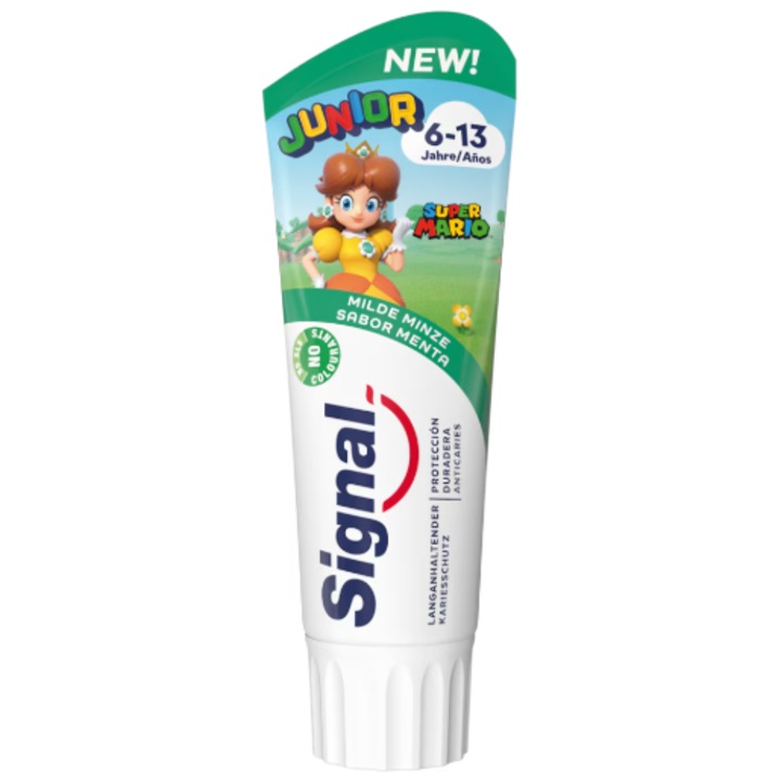 Fogkrém, Signal Milde Minze Junior fogkrém 75 ml, gyermekeknek 6-13 éves korig, menta ízű, 97% természetes összetevő