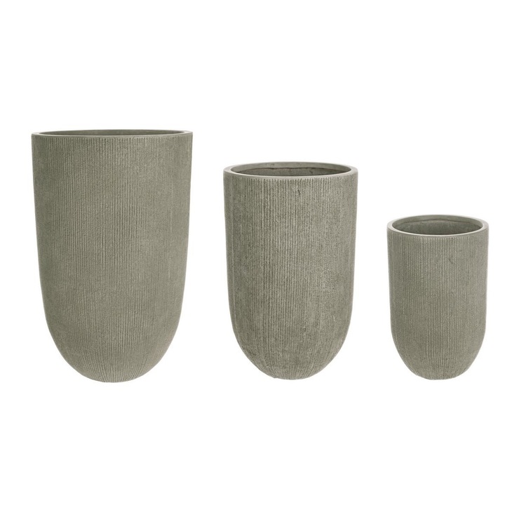 3 db zöld szálas üveg virágcserép készlet, Brush Ø30x45h, Ø37x60h, Ø44x70h