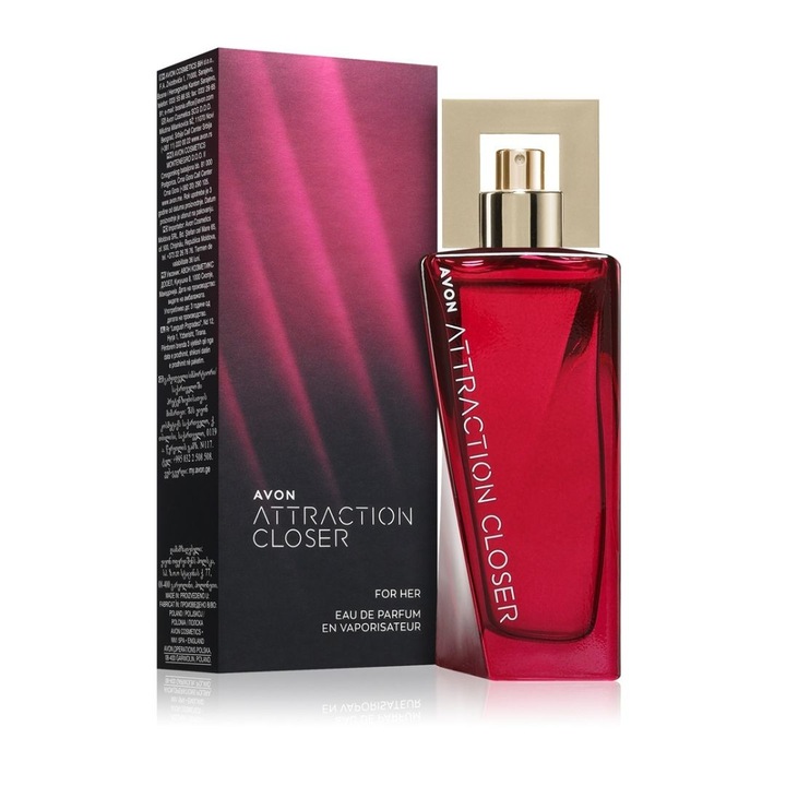 Avon Attraction Closer női parfüm, 50 ml – virágos-fás, ibolya, málna és fehér pézsma illatjegyekkel, elegáns és modern illat